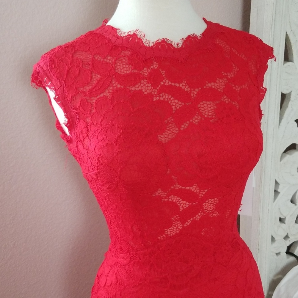 🤩HOSTPICK New Betsy & Adam Red Lace Mermaid Dress - Picture 4 of 7